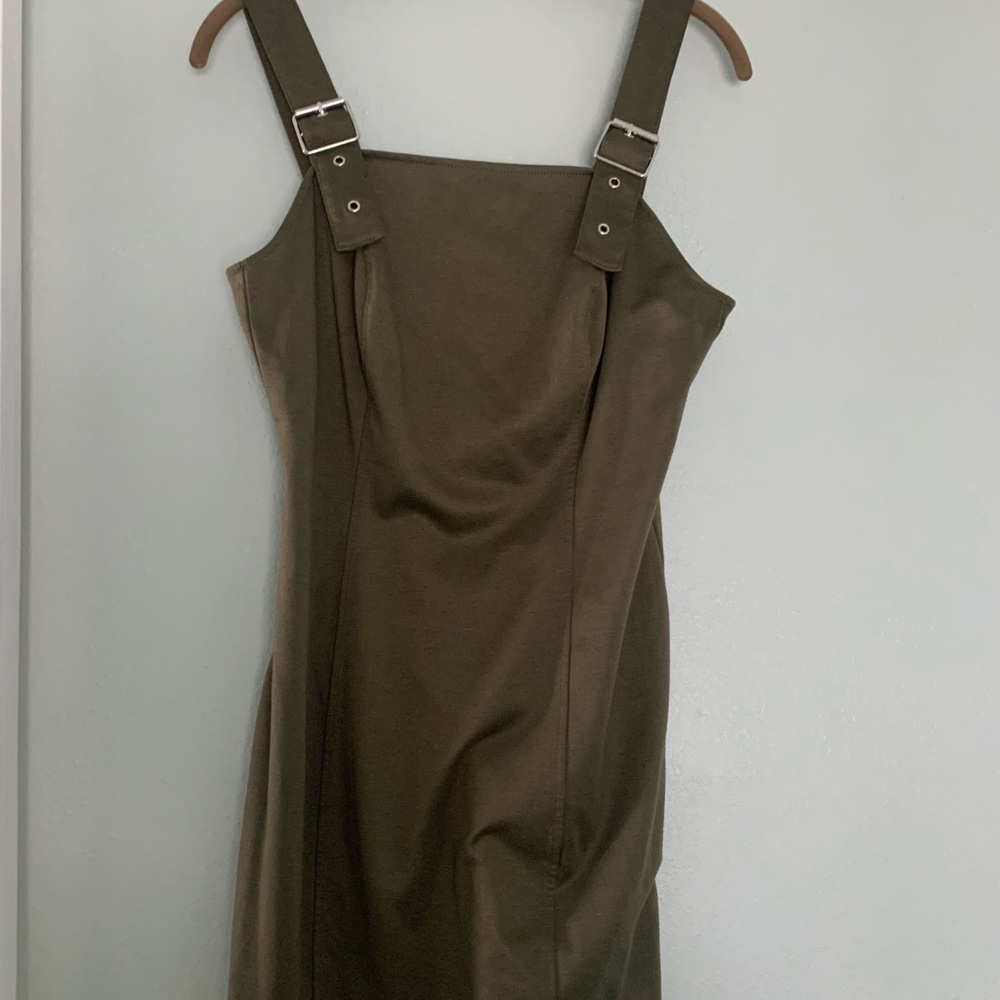 Olive Green Dress with Buckle Straps